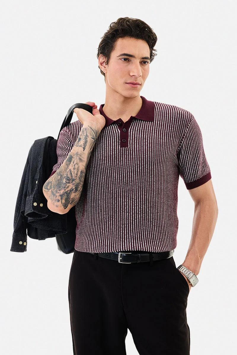 SNITCH Textured Knit Polo T-Shirt